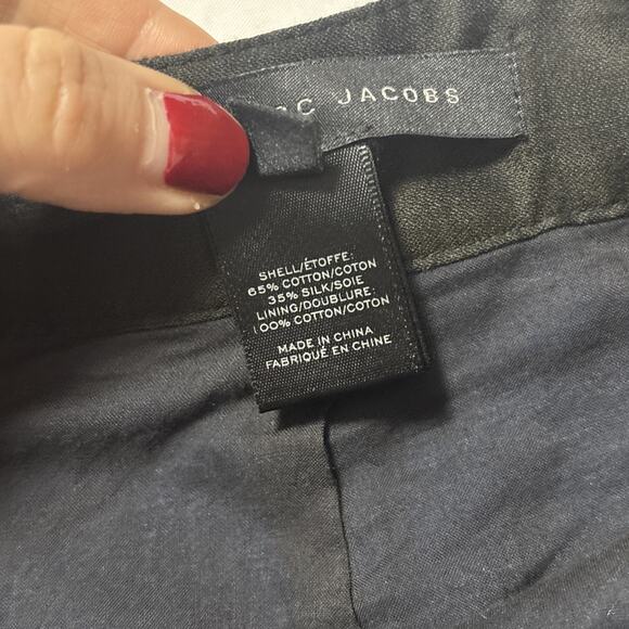 Marc Jacobs Women's 2 Blue Aster Black Silk Blend Mini Skirt Holiday Sexy Y2K - Picture 5 of 9
